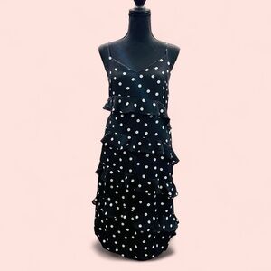As U Wish Black and White Polka Dot Midi Dress Small